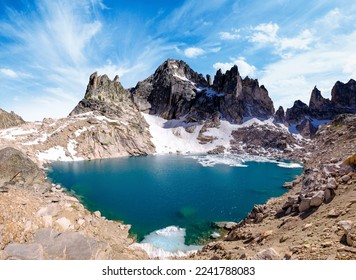 A Panoramic Vista of a Mountain Temple and Alpine Lake in the Heart of the Sawtooth Mountain Range.
				Stanley, Idaho