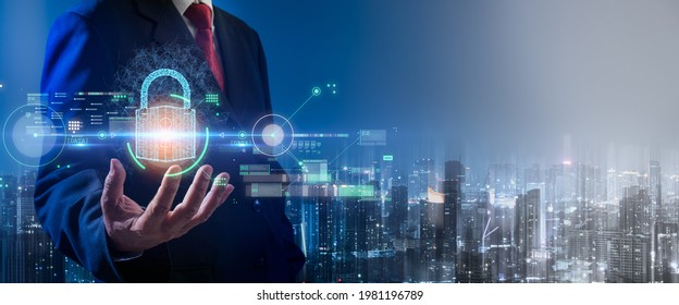 Panoramic web banner of Fingerprint scan provides security access with biometrics identification.Futuristic Technology in Cyber security and data protection,RPA,5g,big data,iot,vr,mixed virtual.