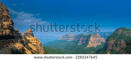 panoramic western ghat range in Maharashtra called Sahyadri Mountain range