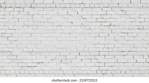 Panoramic White Brick Wall Background. Old brickwall of building. Beautiful Wide Rough Grunge Texture Banner With Copy Space For Design. Abstract light Wallpaper - Shutterstock ID 2159723315