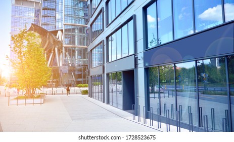 Panoramic Windows Of New Commercial Premises. Commercial Property In Development Standard For Rent.