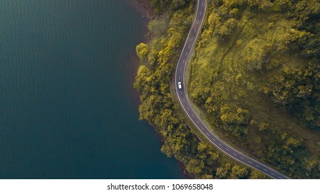 panshet from above drone shot