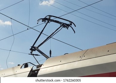 Pantograph Of A Train On Electric Line