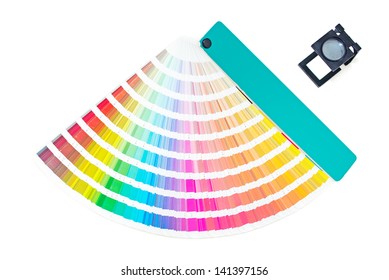 Pantone pallete with magnifying glass