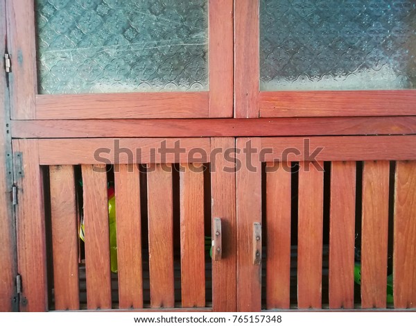 Pantrywooden Cupboardcupboardred Wood Cabinet Stock Photo Edit