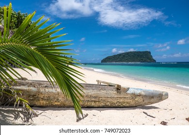 Paopao - Traditional Samoan Wooden Timber Kayak On The White Sand Of Lalomanu Beach, Upolu Island, Samoa, South Pacific