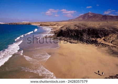 Papagayo beach and coastline, lanzarote, canary islands, spain, atlantic, europe