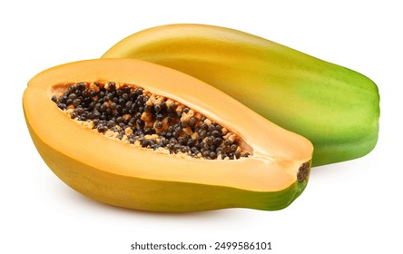 Papaya Clipping Path. Papaya isolated on white background. Papaya studio macro shooting