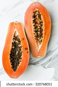 A Papaya Cut In Half