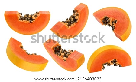 papaya slice isolated on white background, clipping path, full depth of field