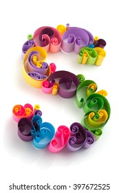 Paper ABC letter made in quilling crafting technic