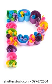 Paper ABC letter made in quilling crafting technic