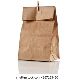 Paper Bag With Clip  Isolated On White Background