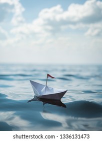 Paper Boat Sea Stock Photo 1336131473 | Shutterstock