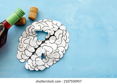 Paper Brain Damaged From Alcohol Abuse. Treatment Of Brain Diseases And Mental Disorders.