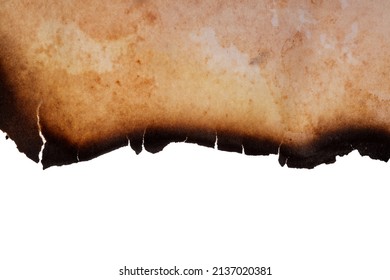 paper with burnt edges isolated on white background. High quality photo