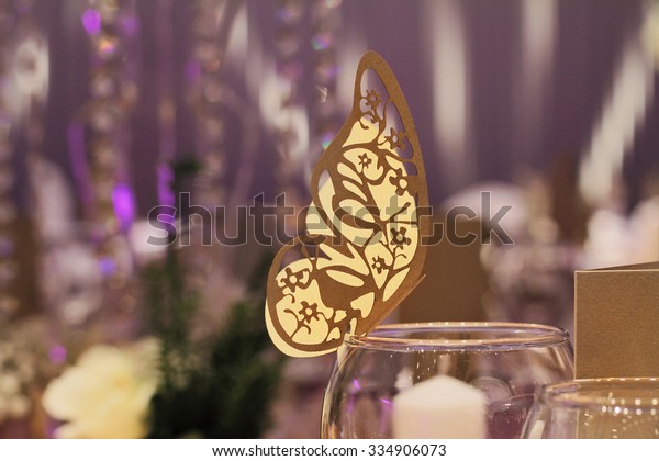 Paper Butterfly Decoration Golden Autumn Wedding Stock Photo Edit