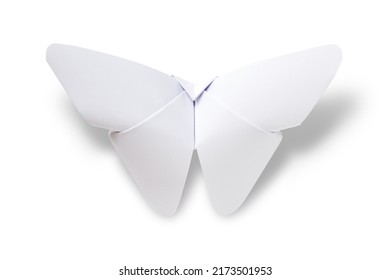 Paper butterfly origami isolated on a blank white background.