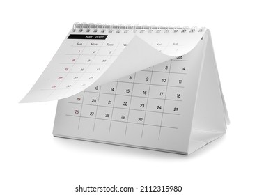 Paper calendar for 2022 year on white background
