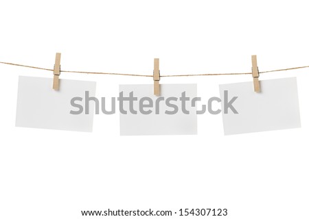 paper cards hanging on the rope, isolated