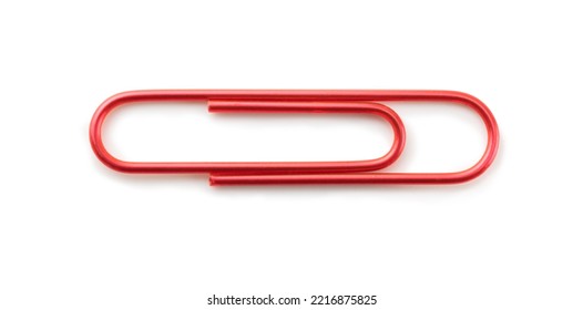 Paper clip. Metallic red paper clip isolated on white. Rotate image to change direction.
 - Shutterstock ID 2216875825