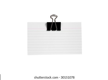 Paper Clips Holds Index Cards Isolated On White