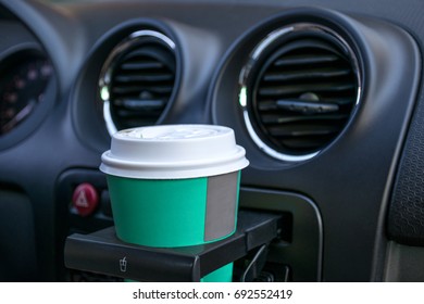 Paper Coffee Cups Inside Car Cup Holder