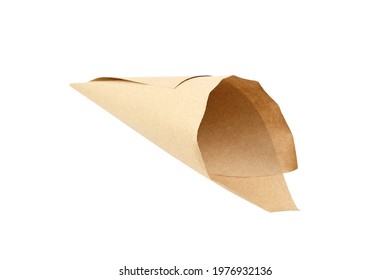 Paper Cone Isolated On White Background. Empty Cornet