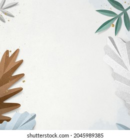 Paper Craft Leaf Border In Winter Season Flat Lay Style