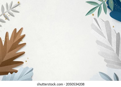 Paper Craft Leaf Border In Winter Season Flat Lay Style