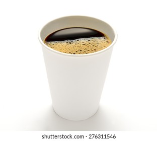 Paper cup of coffee isolated on white background