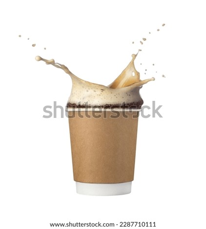 Similar – Image, Stock Photo Pouring coffee from a french press into a white cup, in front of a glass background and a stripped placemat