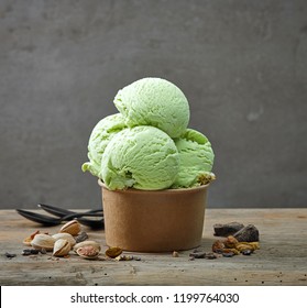 Paper Cup Of Pistachio Ice Cream