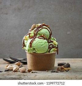 Paper Cup Of Pistachio Ice Cream