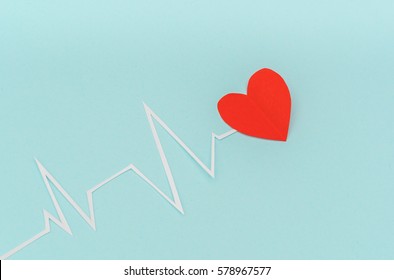 Paper cut of cardiogram of heart rhythm for Valentines Day