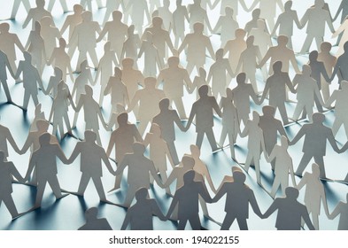 Paper cut figures connected to one another - Shutterstock ID 194022155