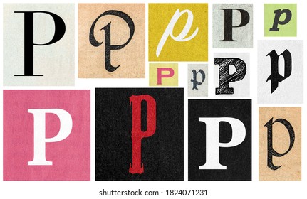 Paper Cut Letter P. Newspaper Cutouts For Scrapbooking And Crafting