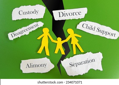 Paper Cutout Family With Divorce Related Messages