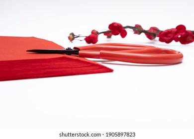 Paper Cutting Tools, Scissors, Red Rice Paper