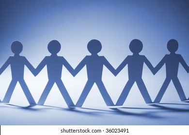 Paper Dolls on Blue Background - Powered by Shutterstock