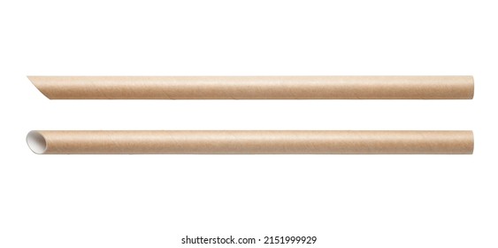 Paper Drinking Straw Isolated On White Background