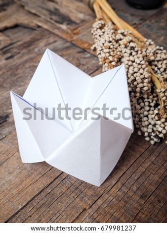 Paper fortune teller with dried flowers