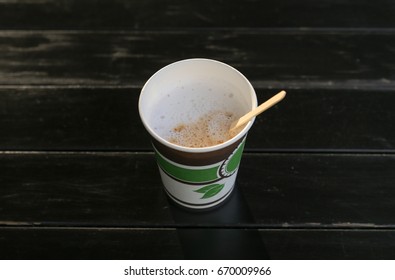 A Paper Glass With Coffee Is A Top View.