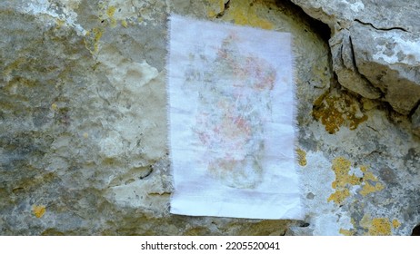 Paper Glued On Lichen Rock