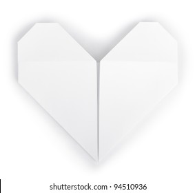 Paper Heart Origami Isolated On White