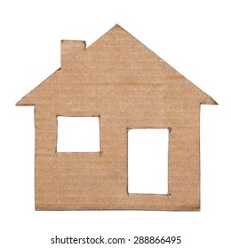 Paper house isolated on white background, crisis concept