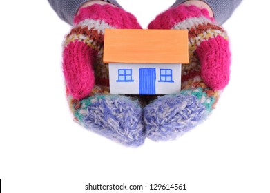 Paper House In The Winter Gloves