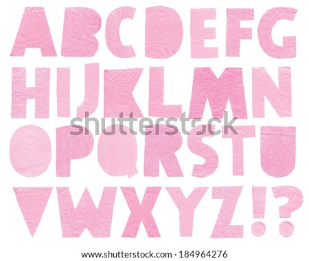 Paper letters. Latin alphabet on a white background. Handmade 