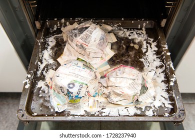 Paper Mache Molds After Drying Process In Gas Stove