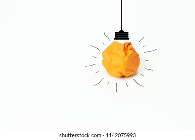 Paper Make To Light Bulb For Idea Power Energy Concept On White Background.